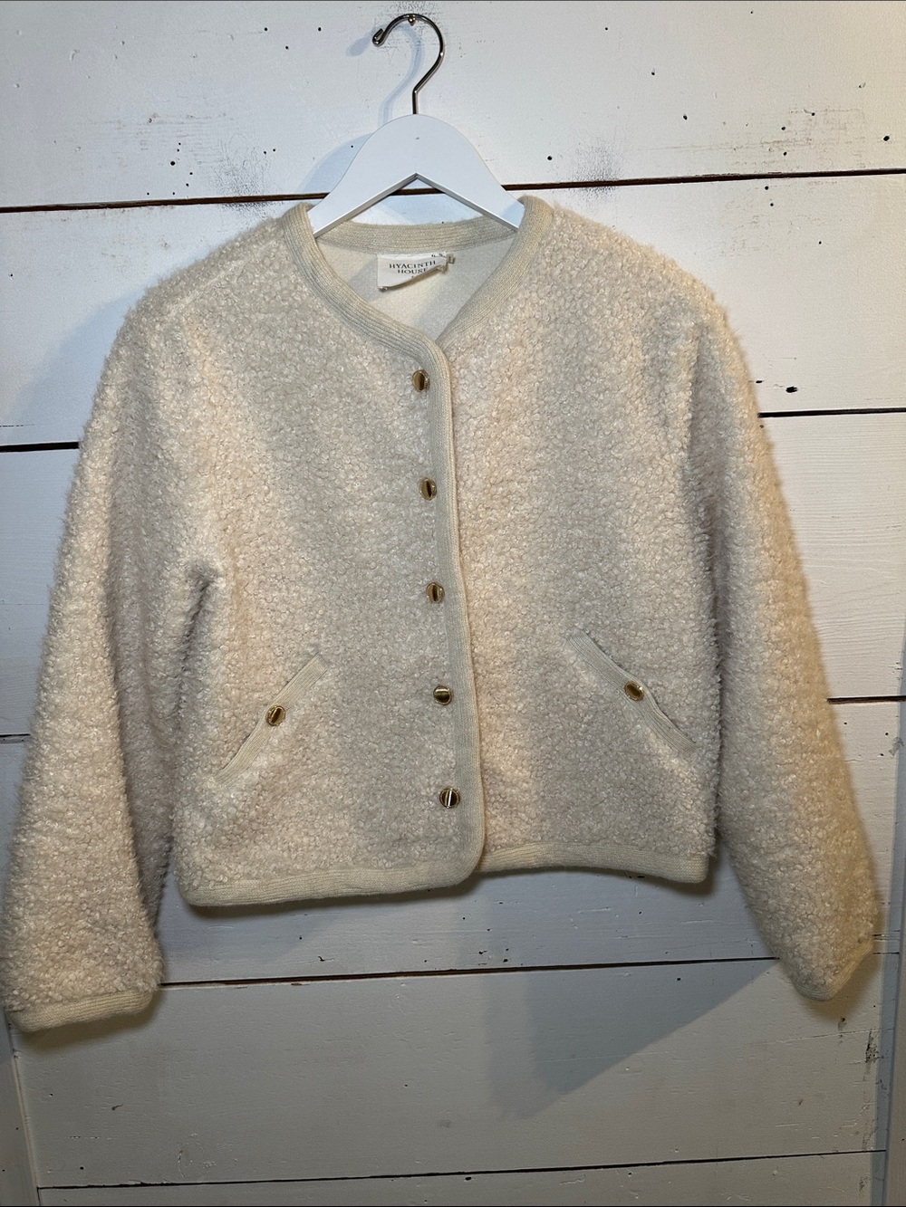 Tuckernuck Hyacinth House Cream Sherpa Cameron Jacket Gold Button